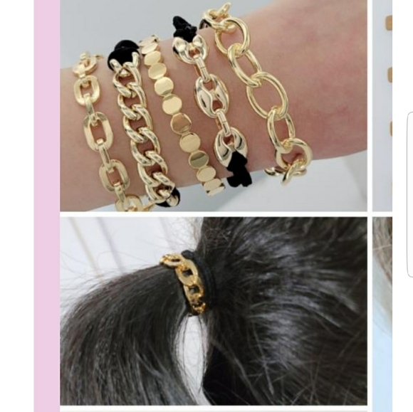 5 Pcs Set Hair Ties/ Bracelets 18K Gold Plated NWT - Picture 3 of 4